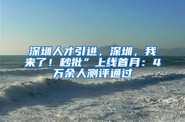 深圳人才引进，深圳，我来了！秒批”上线首月：4万余人测评通过