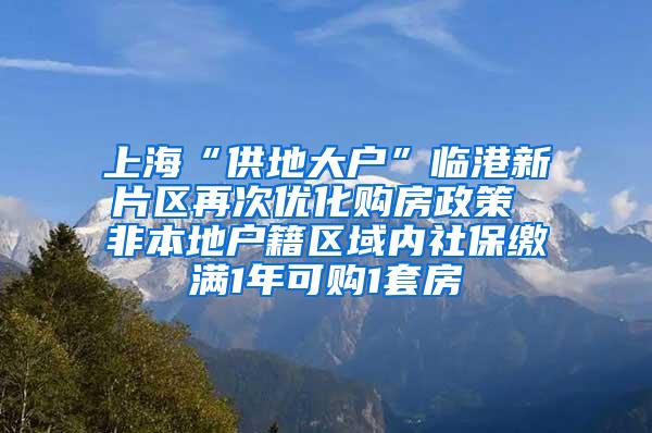 上海“供地大户”临港新片区再次优化购房政策 非本地户籍区域内社保缴满1年可购1套房