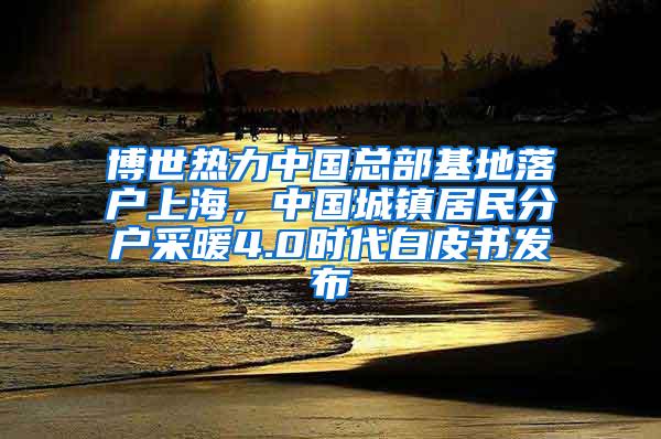 博世热力中国总部基地落户上海，中国城镇居民分户采暖4.0时代白皮书发布