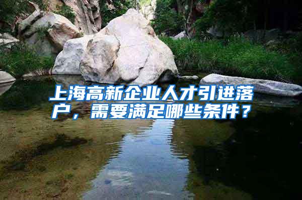 上海高新企业人才引进落户，需要满足哪些条件？