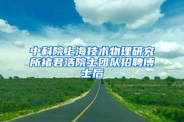 中科院上海技术物理研究所褚君浩院士团队招聘博士后