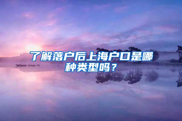 了解落户后上海户口是哪种类型吗？