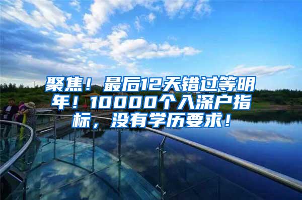 聚焦！最后12天错过等明年！10000个入深户指标，没有学历要求！