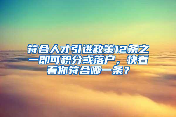 符合人才引进政策12条之一即可积分或落户，快看看你符合哪一条？