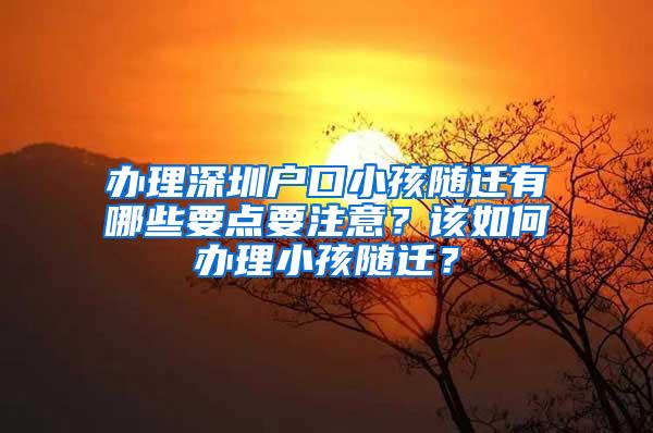 办理深圳户口小孩随迁有哪些要点要注意？该如何办理小孩随迁？