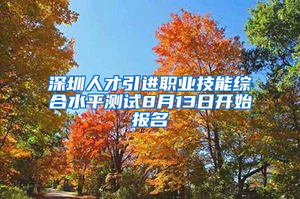 深圳人才引进职业技能综合水平测试8月13日开始报名