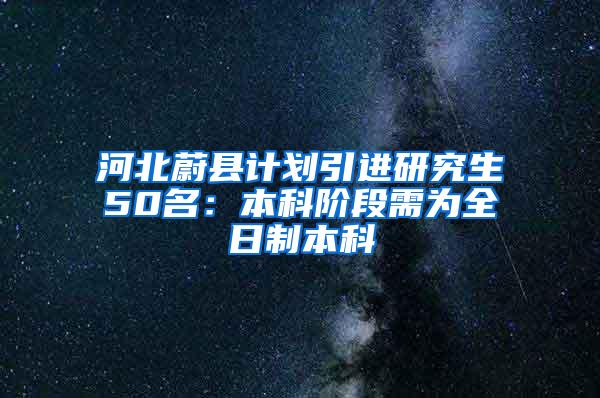 河北蔚县计划引进研究生50名：本科阶段需为全日制本科