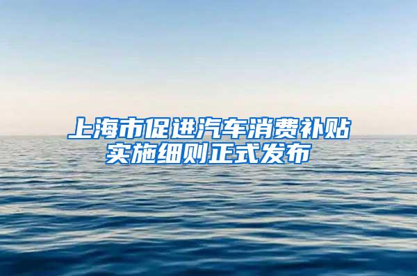 上海市促进汽车消费补贴实施细则正式发布