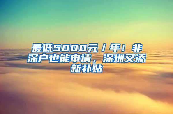 最低5000元／年！非深户也能申请，深圳又添新补贴