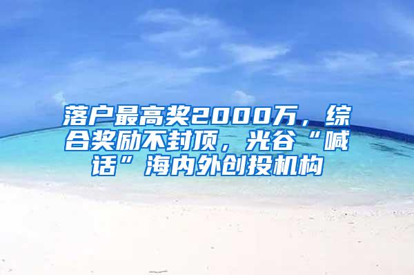 落户最高奖2000万，综合奖励不封顶，光谷“喊话”海内外创投机构