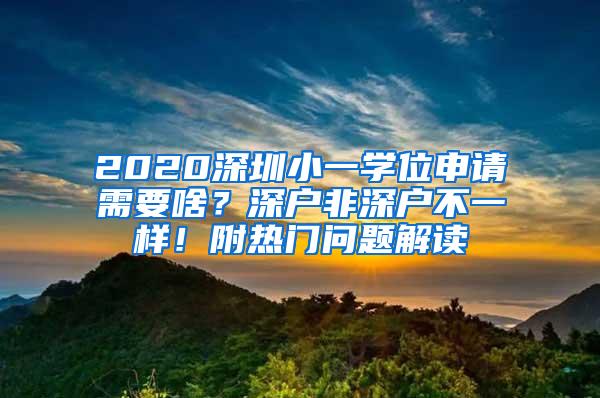 2020深圳小一学位申请需要啥？深户非深户不一样！附热门问题解读