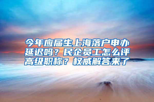 今年应届生上海落户申办延迟吗？民企员工怎么评高级职称？权威解答来了