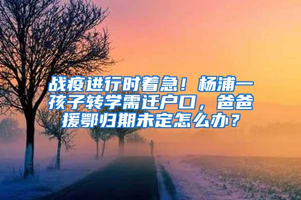 战疫进行时着急！杨浦一孩子转学需迁户口，爸爸援鄂归期未定怎么办？