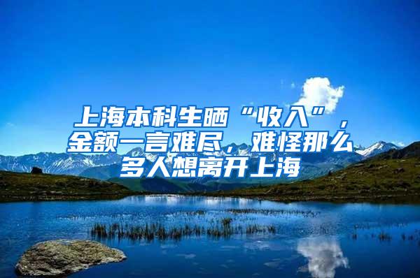 上海本科生晒“收入”，金额一言难尽，难怪那么多人想离开上海