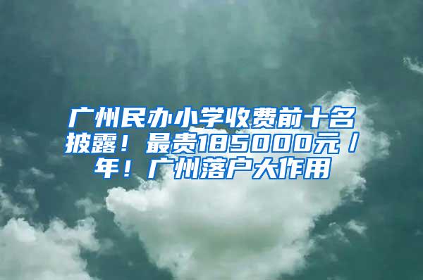 广州民办小学收费前十名披露！最贵185000元／年！广州落户大作用