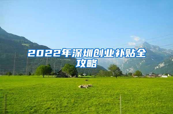 2022年深圳创业补贴全攻略