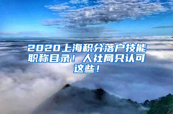 2020上海积分落户技能职称目录！人社局只认可这些！