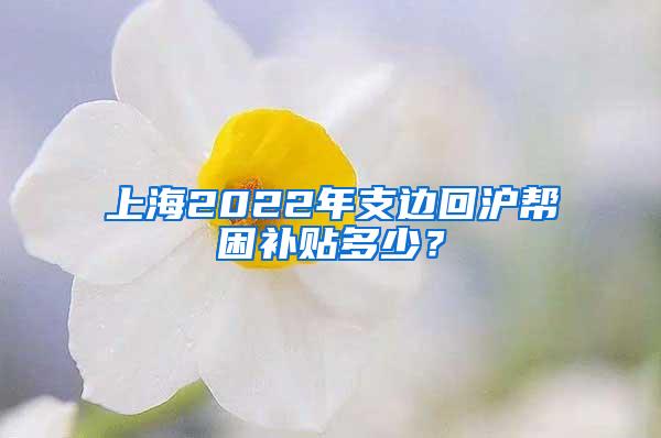 上海2022年支边回沪帮困补贴多少？