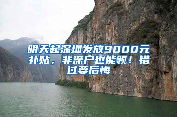 明天起深圳发放9000元补贴，非深户也能领！错过要后悔