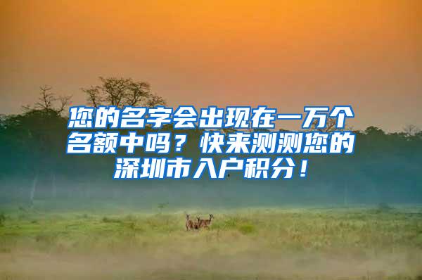 您的名字会出现在一万个名额中吗？快来测测您的深圳市入户积分！