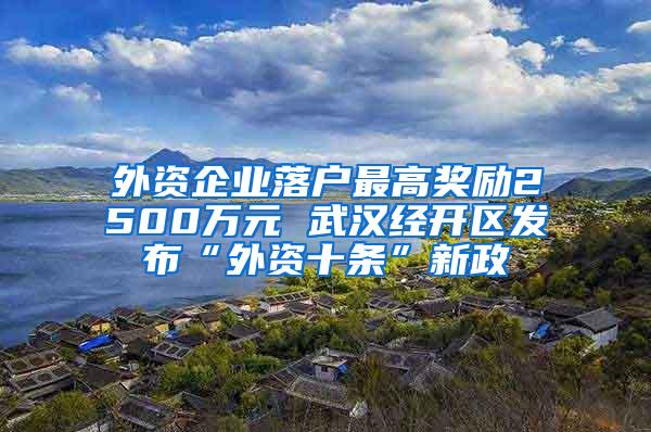 外资企业落户最高奖励2500万元 武汉经开区发布“外资十条”新政