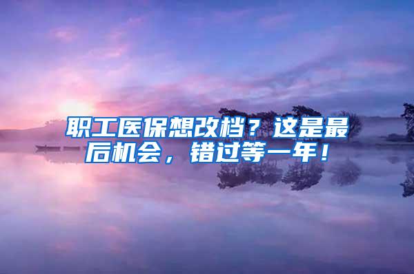 职工医保想改档？这是最后机会，错过等一年！