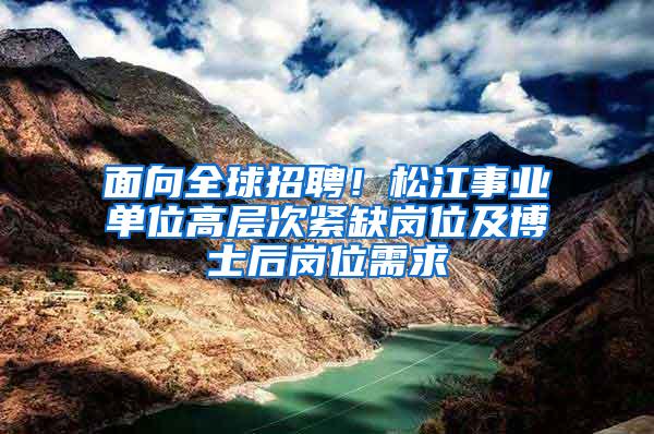 面向全球招聘！松江事业单位高层次紧缺岗位及博士后岗位需求→