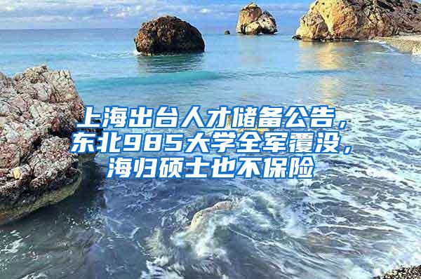 上海出台人才储备公告，东北985大学全军覆没，海归硕士也不保险