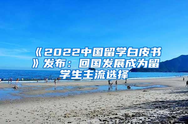 《2022中国留学白皮书》发布：回国发展成为留学生主流选择