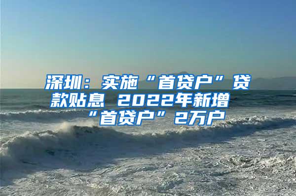 深圳：实施“首贷户”贷款贴息 2022年新增“首贷户”2万户