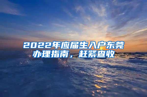 2022年应届生入户东莞办理指南，赶紧查收