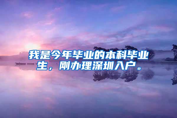 我是今年毕业的本科毕业生，刚办理深圳入户。