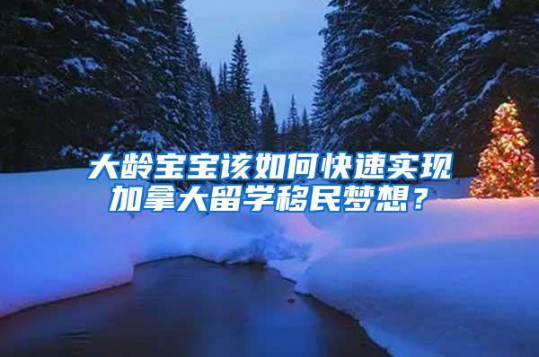 大龄宝宝该如何快速实现加拿大留学移民梦想？