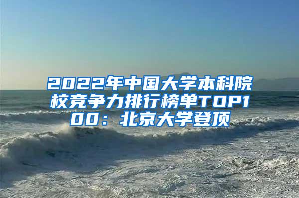 2022年中国大学本科院校竞争力排行榜单TOP100：北京大学登顶