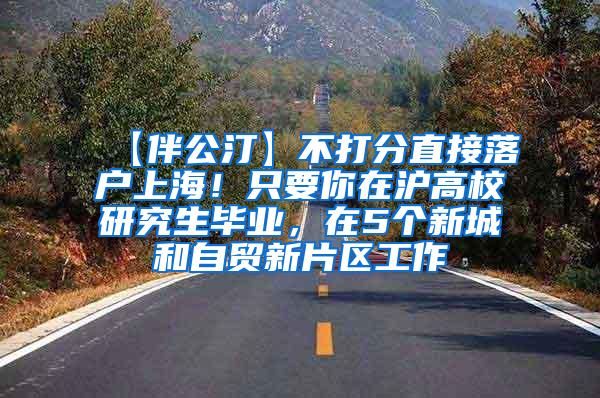 【伴公汀】不打分直接落户上海！只要你在沪高校研究生毕业，在5个新城和自贸新片区工作