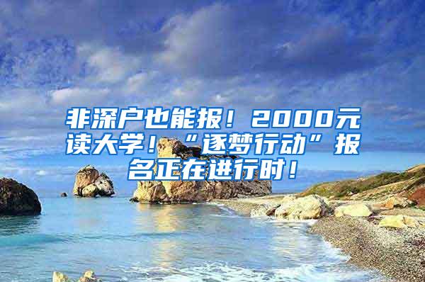 非深户也能报！2000元读大学！“逐梦行动”报名正在进行时！