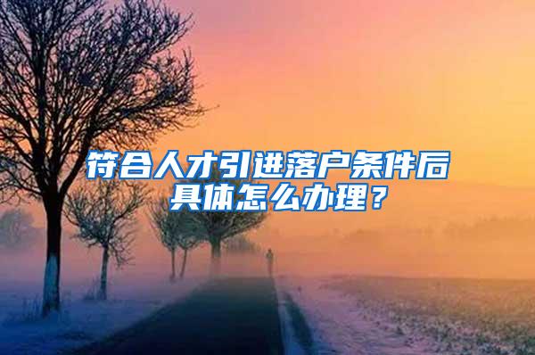 符合人才引进落户条件后 具体怎么办理？