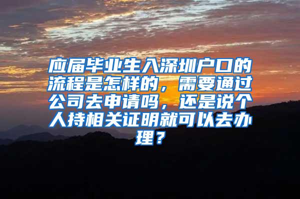 应届毕业生入深圳户口的流程是怎样的，需要通过公司去申请吗，还是说个人持相关证明就可以去办理？