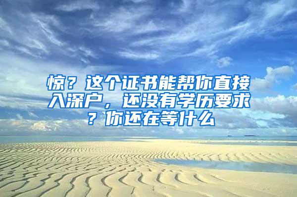 惊？这个证书能帮你直接入深户，还没有学历要求？你还在等什么