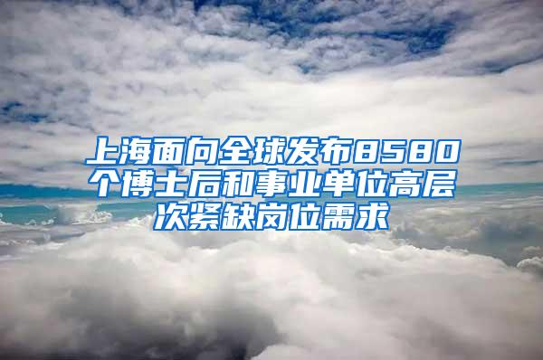 上海面向全球发布8580个博士后和事业单位高层次紧缺岗位需求