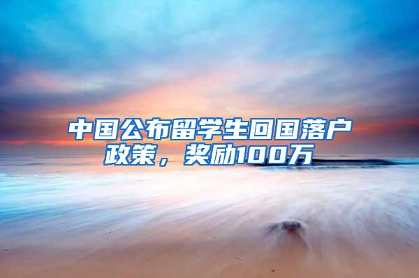 中国公布留学生回国落户政策，奖励100万