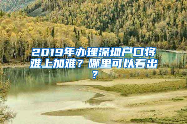 2019年办理深圳户口将难上加难？哪里可以看出？