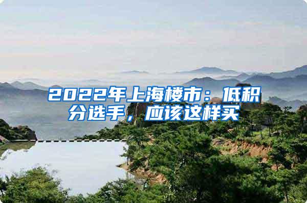 2022年上海楼市：低积分选手，应该这样买