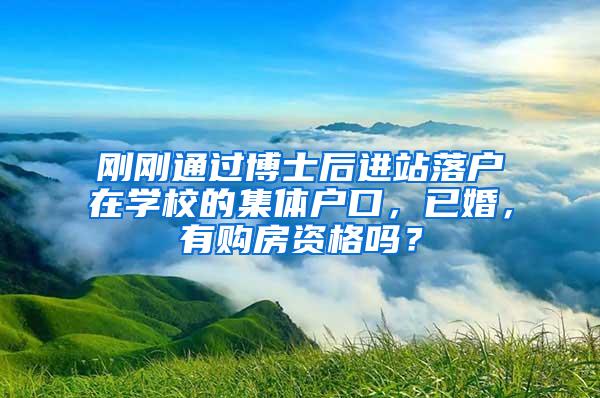 刚刚通过博士后进站落户在学校的集体户口，已婚，有购房资格吗？