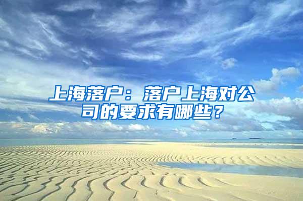 上海落户：落户上海对公司的要求有哪些？