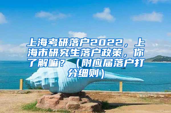 上海考研落户2022，上海市研究生落户政策，你了解嘛？（附应届落户打分细则）