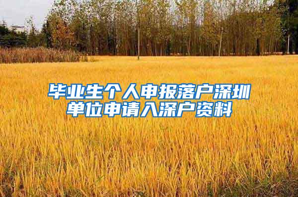 毕业生个人申报落户深圳单位申请入深户资料