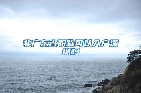 非广东省职称可以入户深圳吗