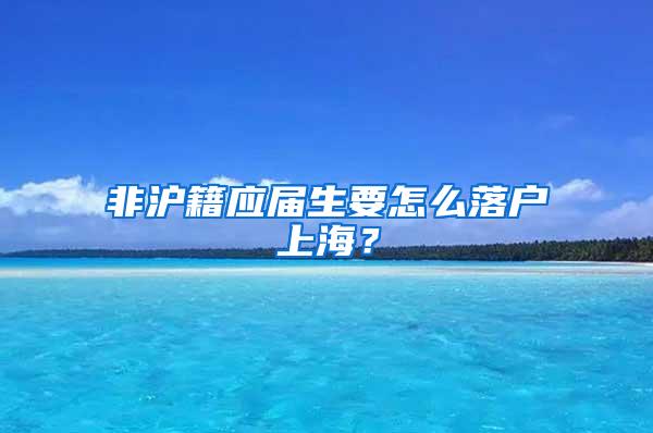 非沪籍应届生要怎么落户上海？