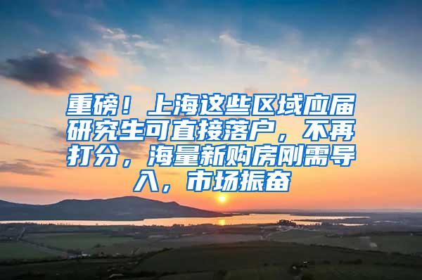 重磅！上海这些区域应届研究生可直接落户，不再打分，海量新购房刚需导入，市场振奋